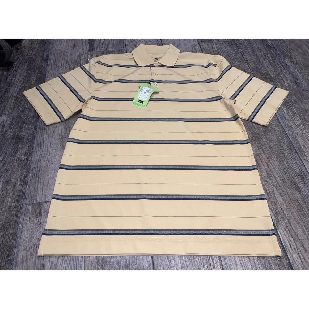 New Haggar Performance Cool‎ Yellow Stripe Mens Polo ShirtShort Sleeve Sz Small